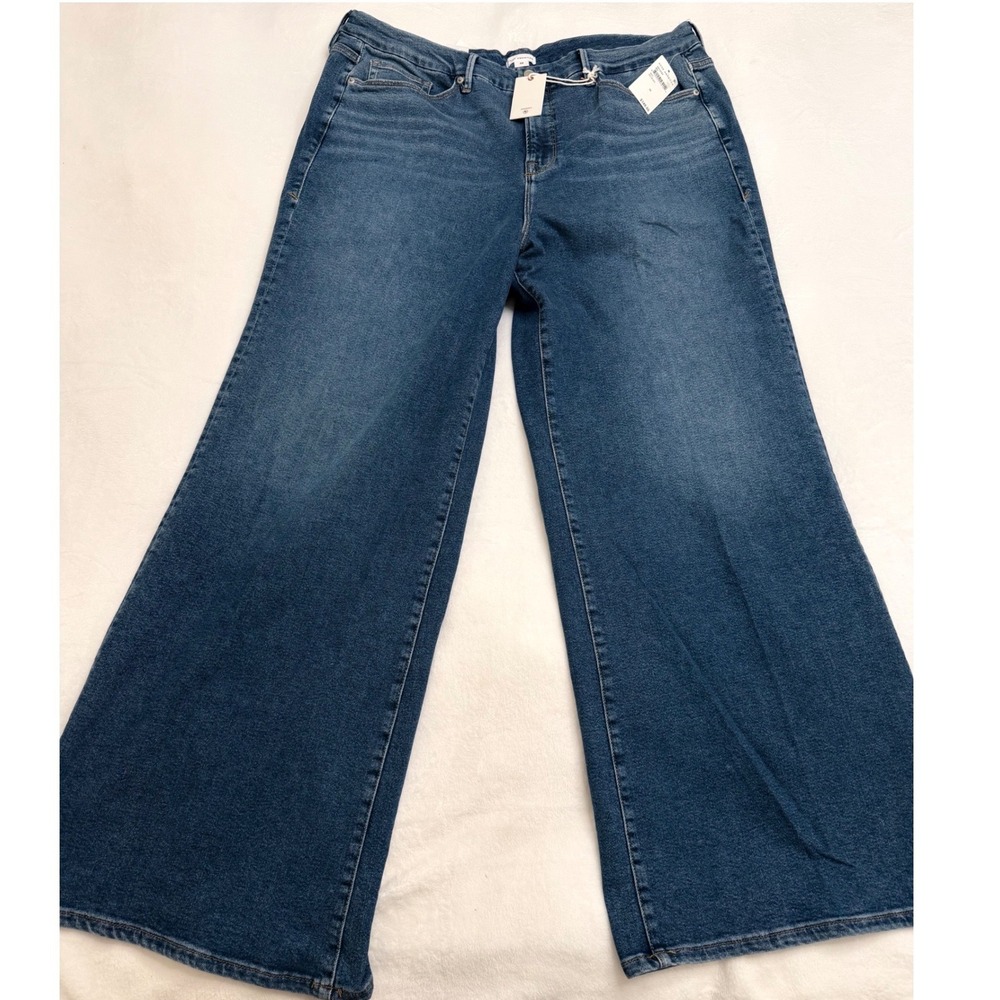 Good American Palazzo Jeans Women 18 Blue NWT High Rise Wide Leg Denim